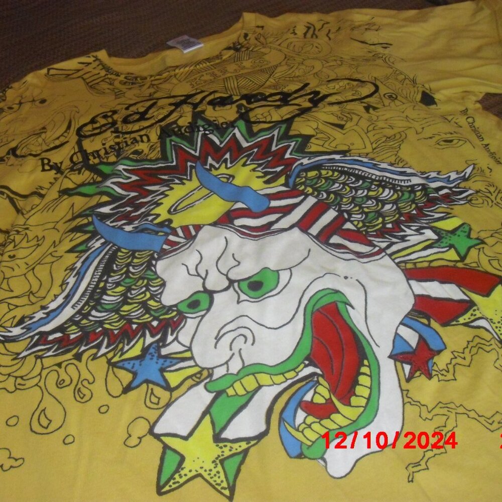 Ed Hardy T Shirt Mens Large, Chinese Dragon design, Yellows, Blues, Reds, Greens - Picture 3 of 16